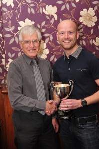 Derek Lusher with Richards and the Road Race trophy